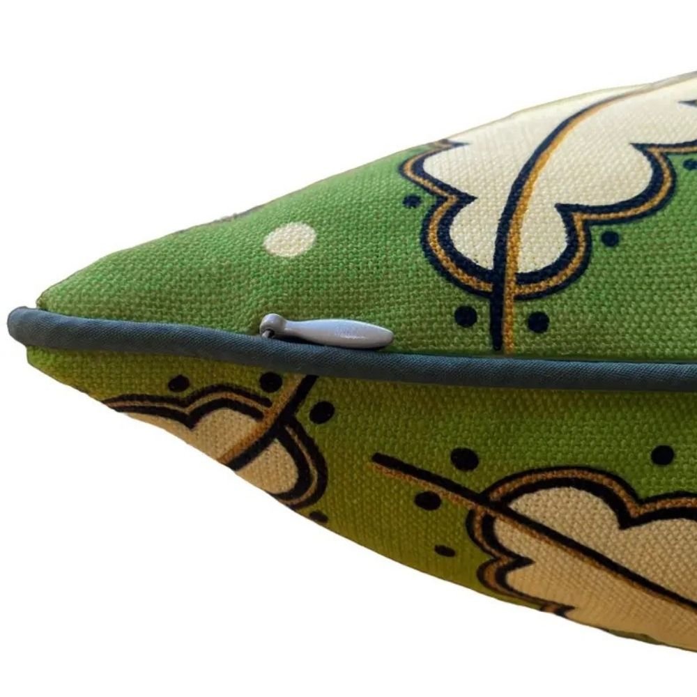 Olive green oak leaf cushion cover by Cressida Bell made in the UK— 50cmX50cm CUSHION COVER ONLY - Florrie