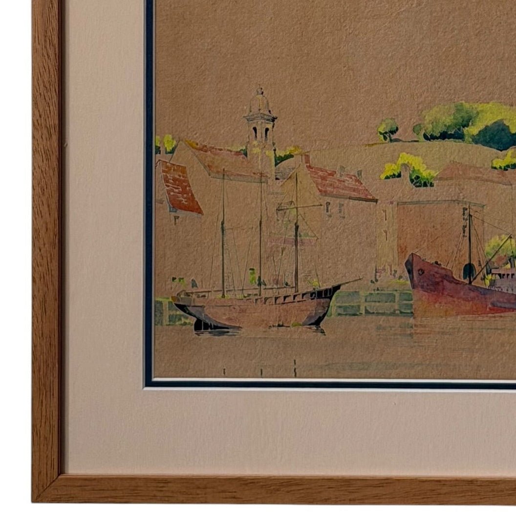 Original painting of boats on the water - Florrie