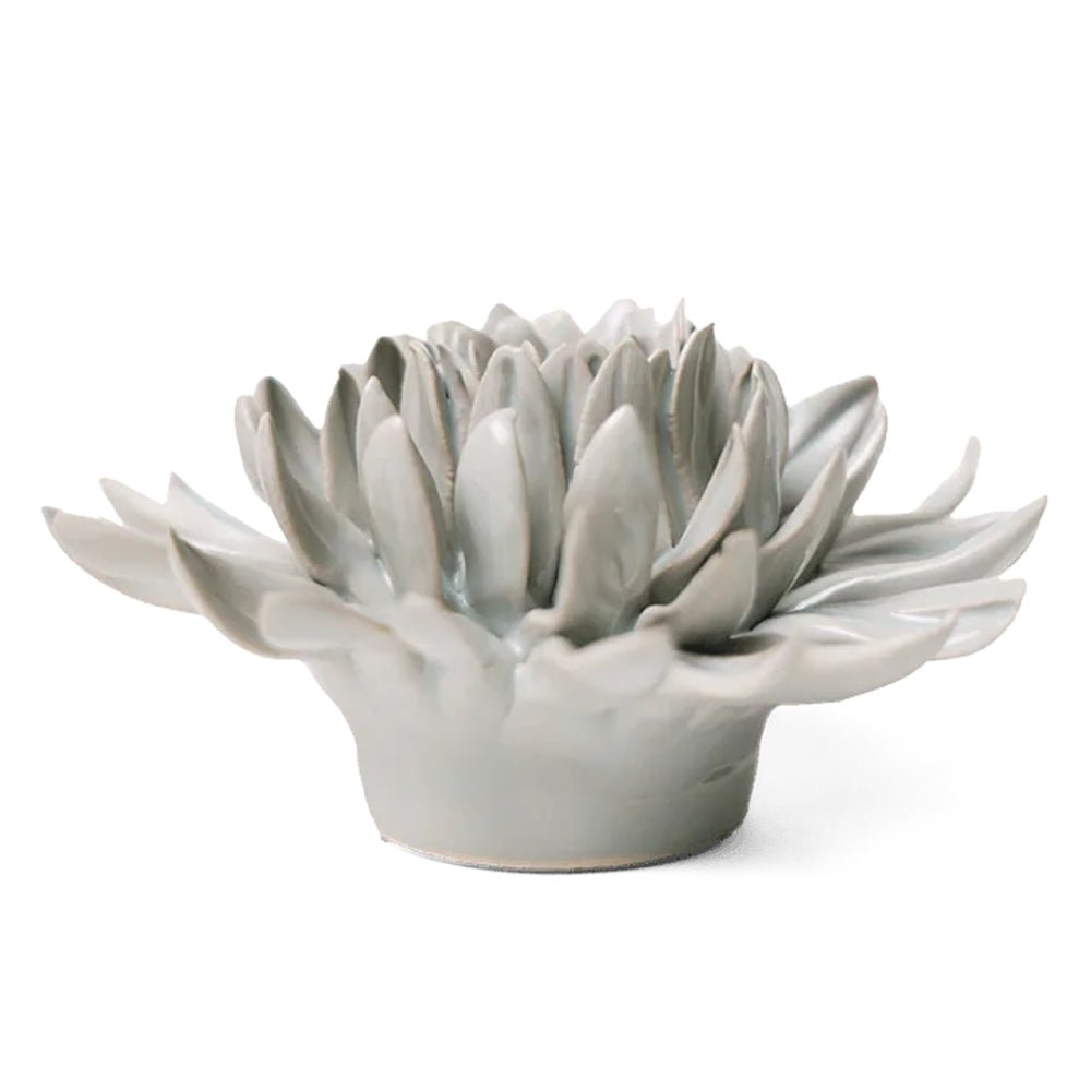 Pale green ceramic spider Mum flower - approx. 11.5X12.5X5.5cm side view