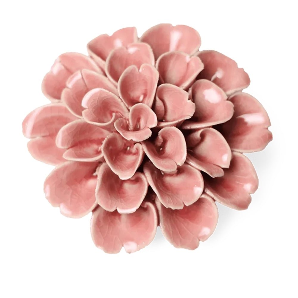 Pink hydrangea ceramic flower - approx. 9 X 9 X 4cm - Florrie