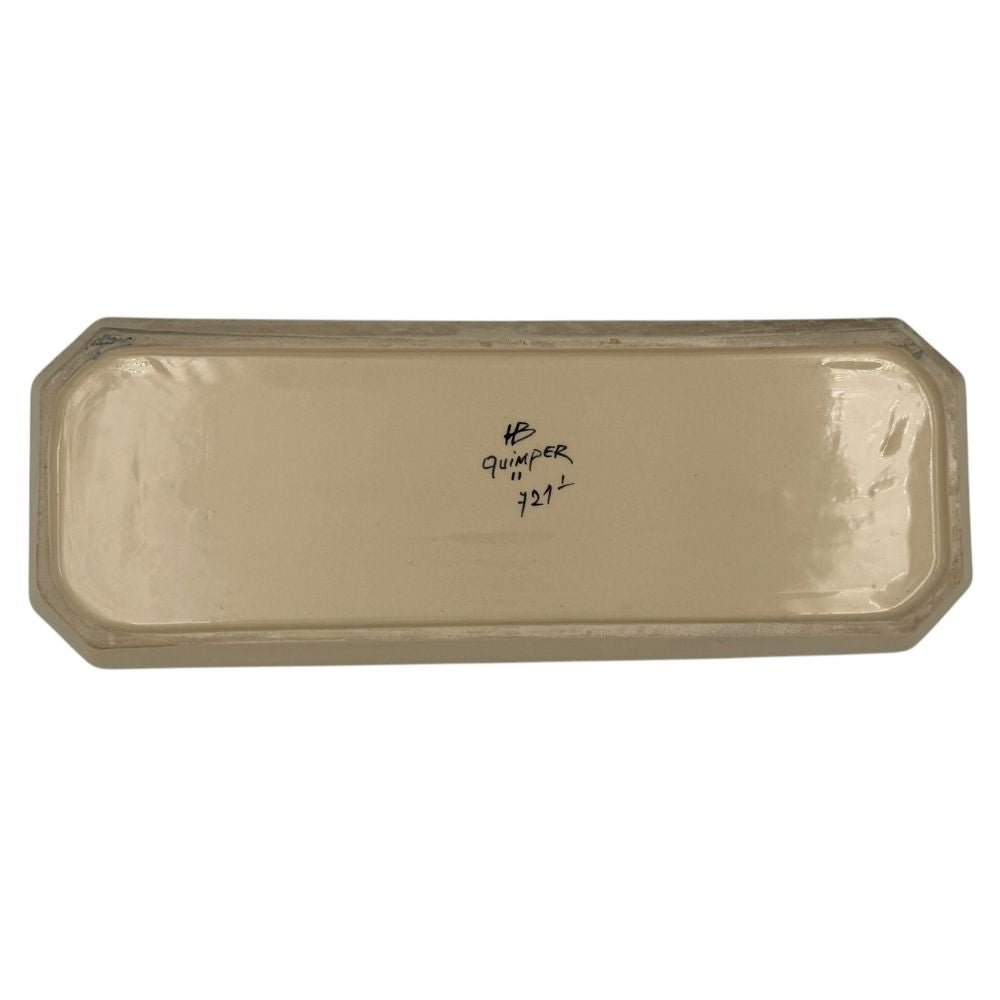 Quimper Art Deco cream hand-painted platter - approx. 40.5 X 15cm - Florrie