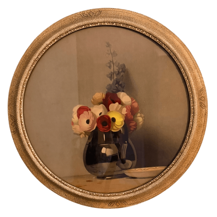 'Ranunculus' facsimile print in a vintage frame with leaf detail - Florrie