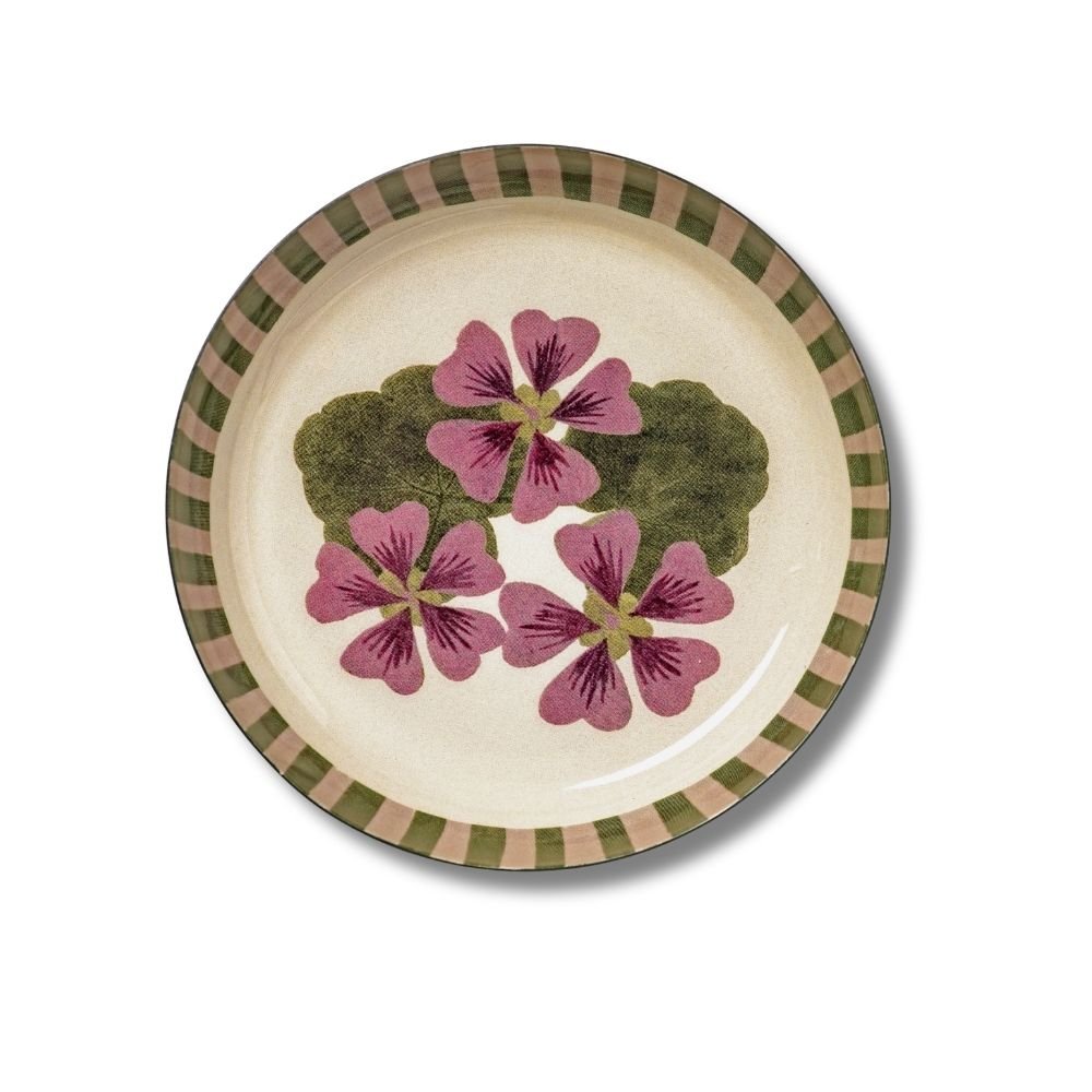 Round enamel tray — Geranium - Florrie