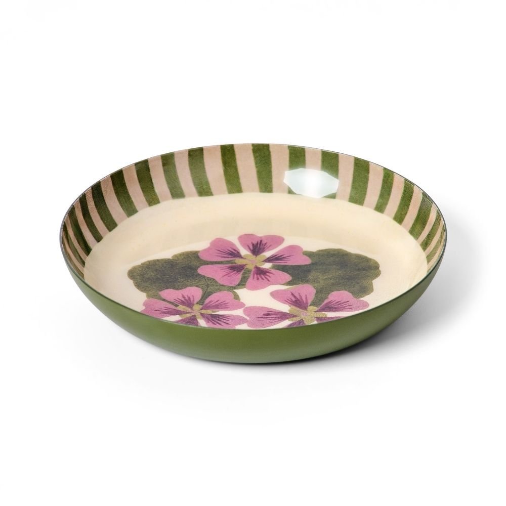 Round enamel tray — Geranium - Florrie