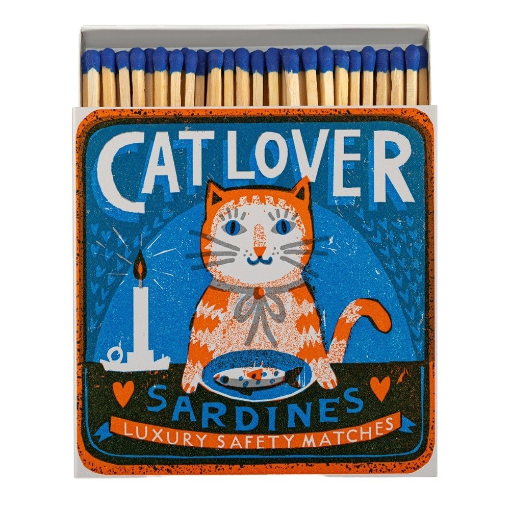 Square box of Cat Lover matches - Florrie