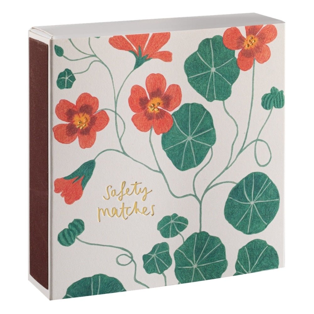 Square box of nasturtium matches - Florrie