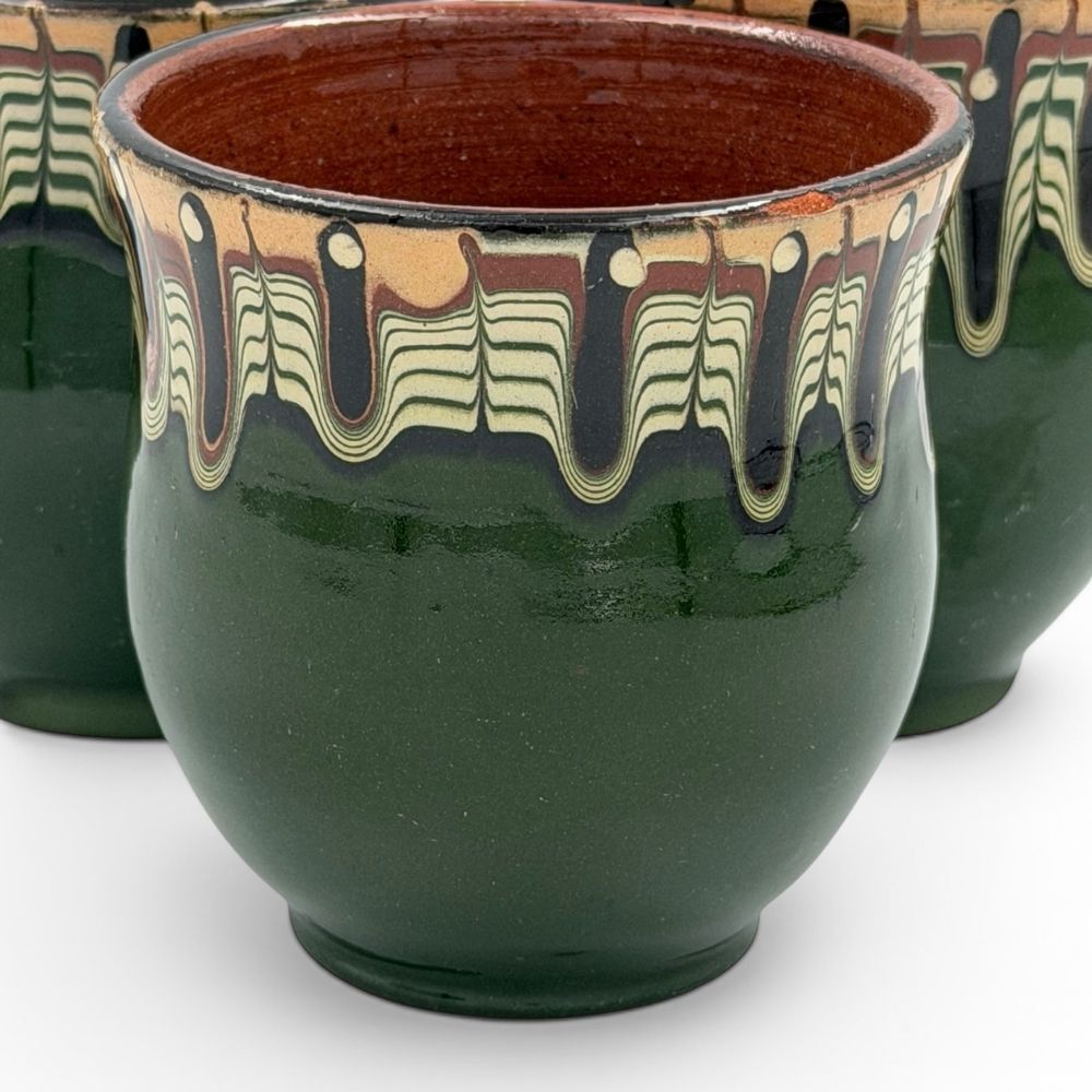 Trio of green drip-glazed pots H8cm - Florrie