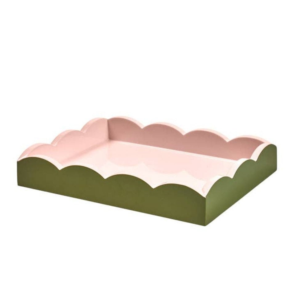 Two-tone khaki and pink scallop tray - Florrie