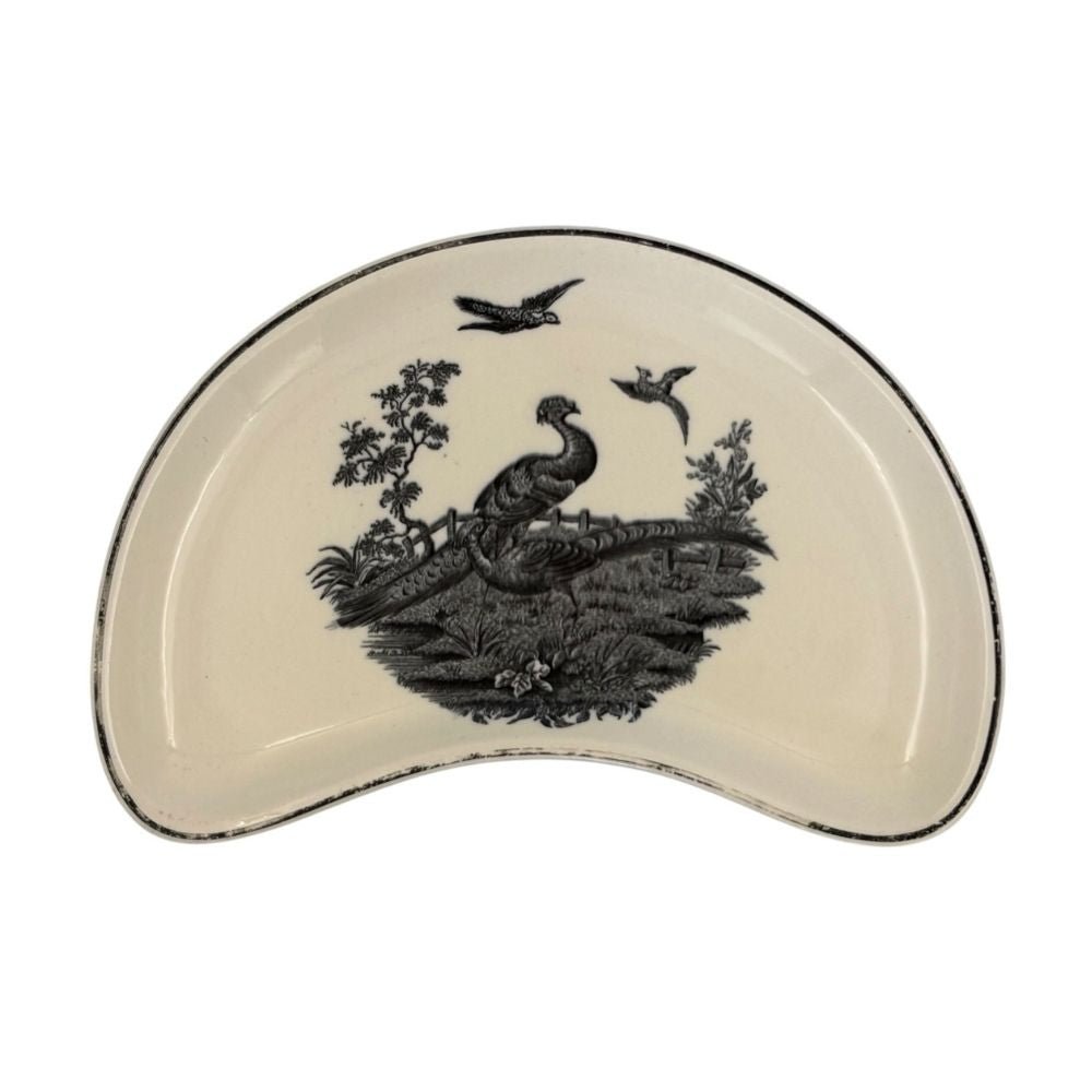 Wedgwood Etruria bone dish with classic 'Liverpool Birds' black transferware design c.1900-1924 (set of 5) - approx. 24X15.5cm - Florrie