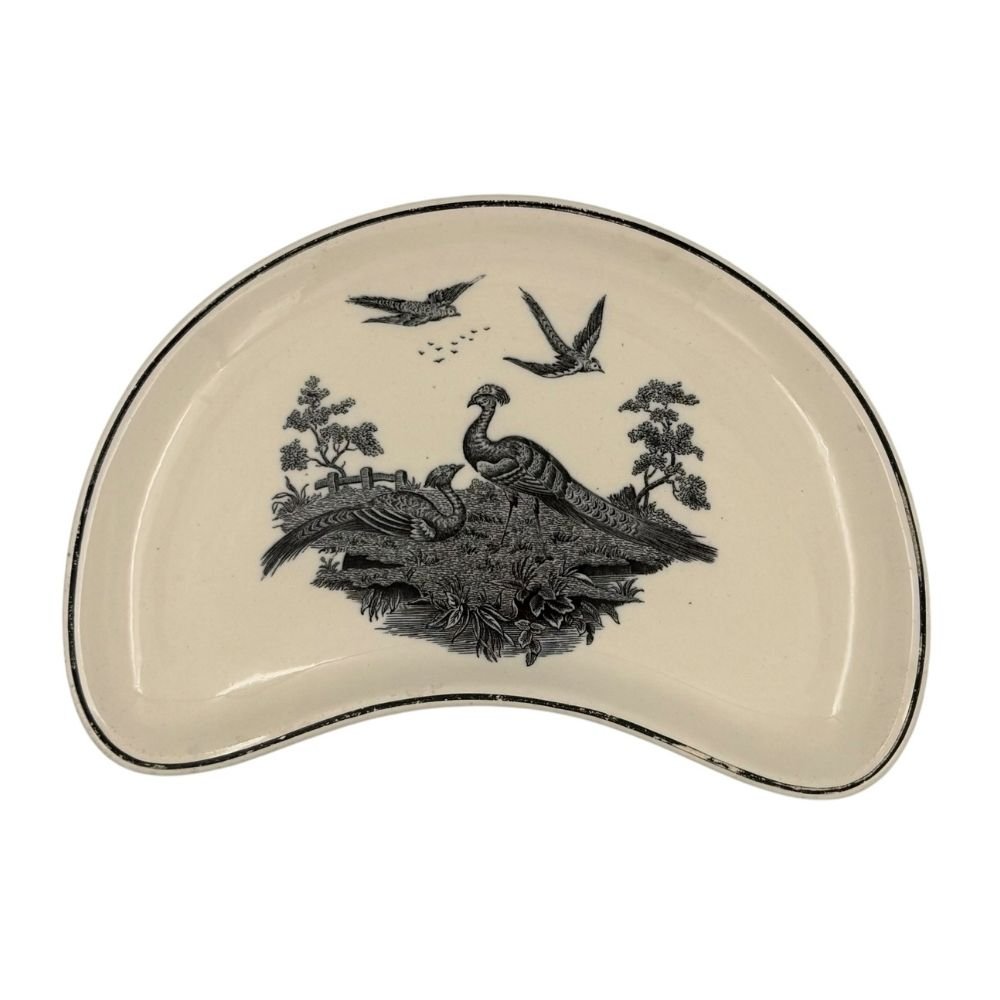 Wedgwood Etruria bone dish with classic 'Liverpool Birds' black transferware design c.1900-1924 (set of 5) - approx. 24X15.5cm - Florrie