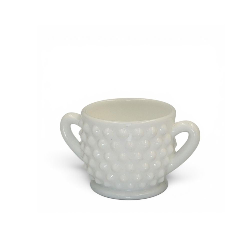White opaline mini glass handled bowl - Florrie
