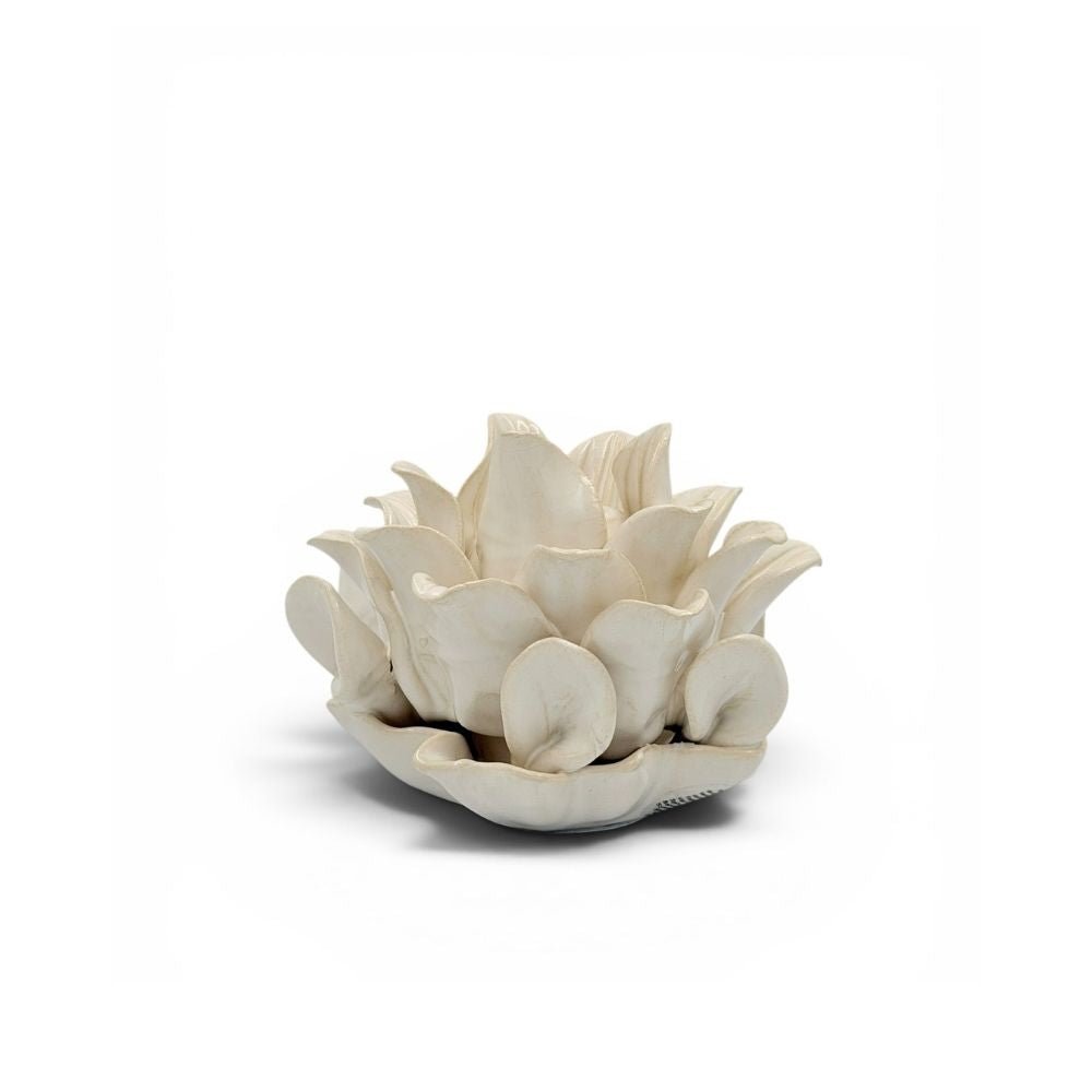 White Stoneware Phyllis Candle Holder - Florrie