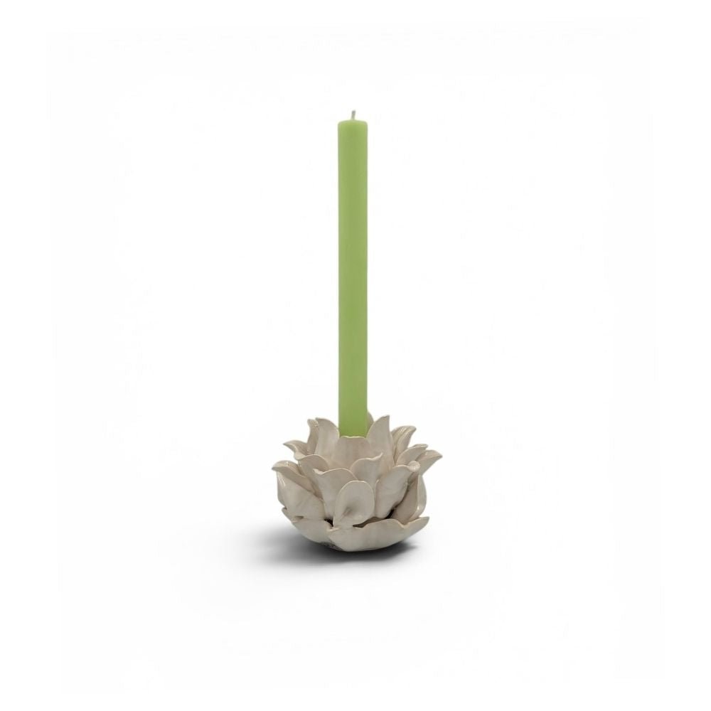 White Stoneware Phyllis Candle Holder - Florrie