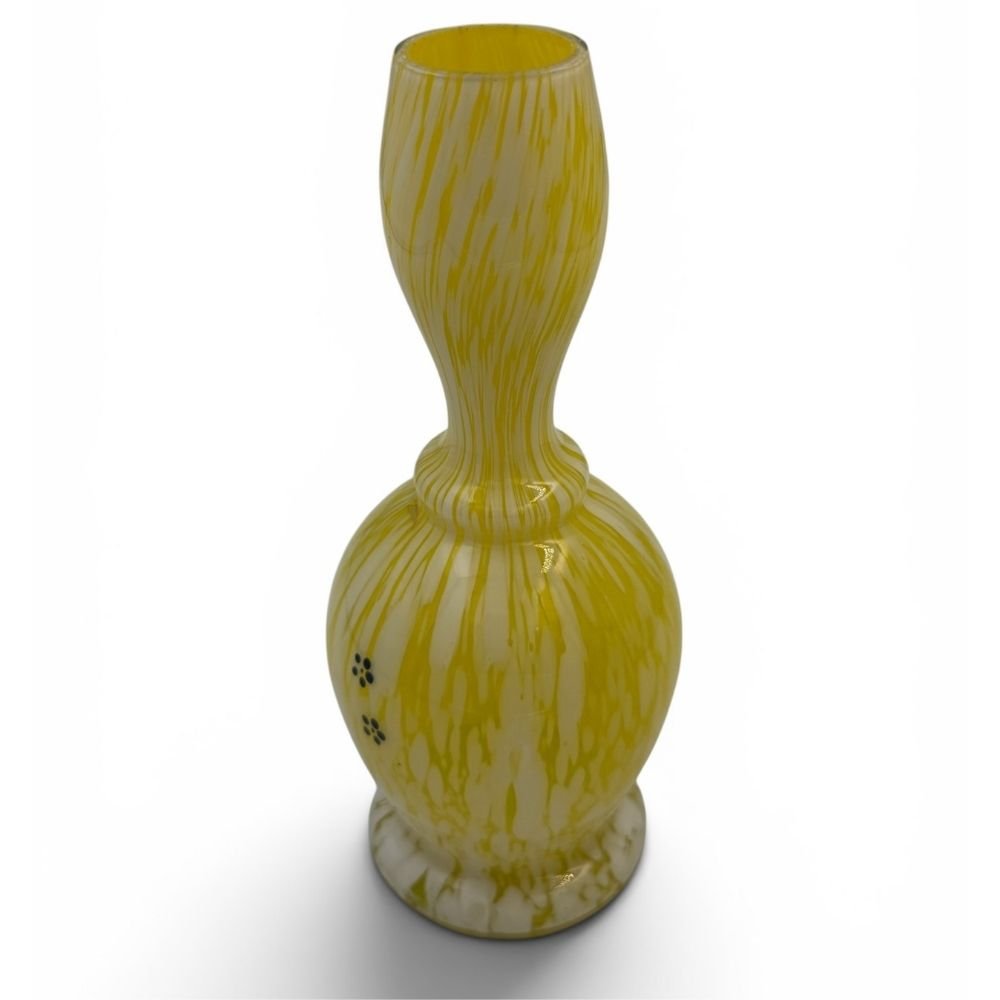 Yellow painted glass vase c.1980s - Florrie